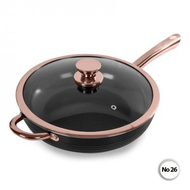 Frying pan with non-stick lid made of aluminum bronzed No26