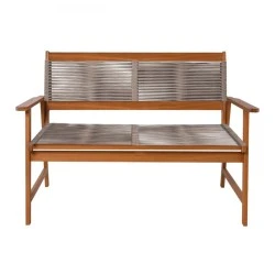 SPRING Living 2-Seat Bench Acacia Natural, Rope Wicker Beige