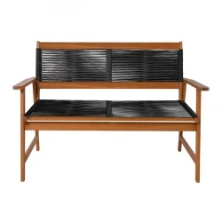 SPRING Living 2-Seat Bench Acacia Natural, Rope Wicker Black SPRING Living 2-Seat Bench Acacia Natural, Rope Wicker Black