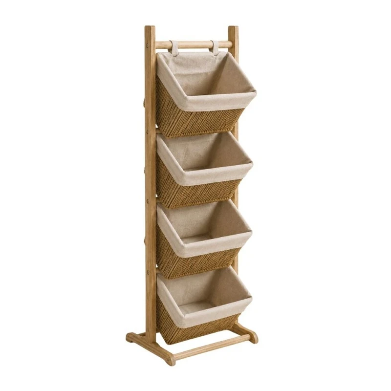 4 TIER NATURAL PAPER ROPE DISPLAY STAND 35X35X125CM
