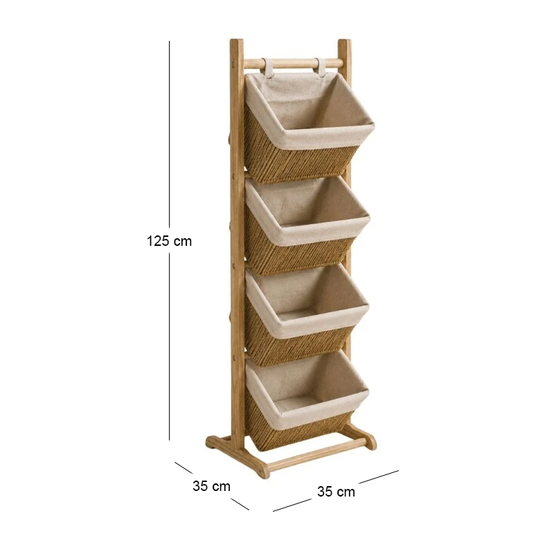 4 TIER NATURAL PAPER ROPE DISPLAY STAND 35X35X125CM