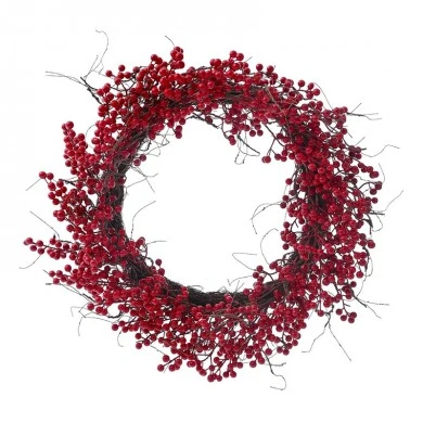 XMAS RED WREATH W BERRIES 60CM