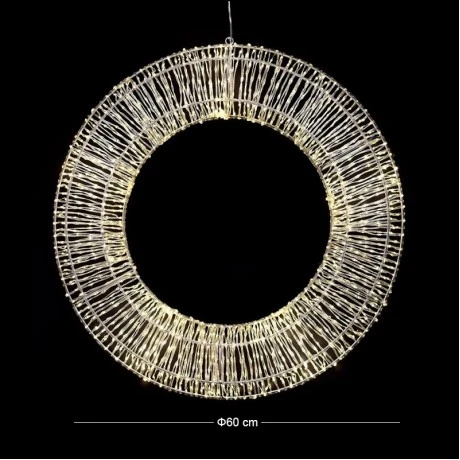 HANGING WREATH D60X6 CM WITH 1200 WARM WHITE LED LIGHTS IP44