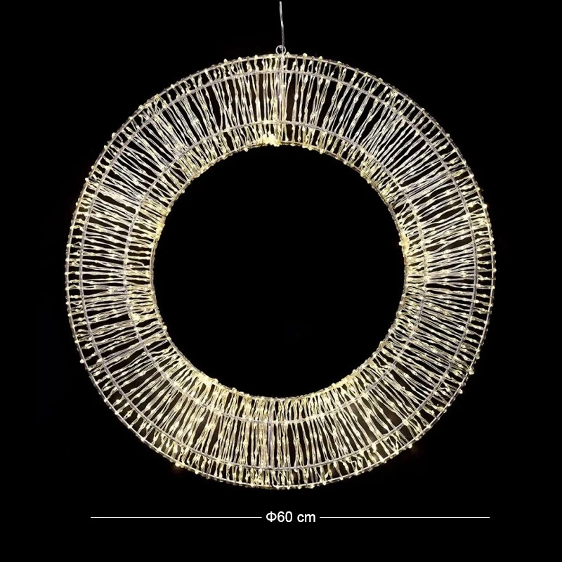 HANGING WREATH D60X6 CM WITH 1200 WARM WHITE LED LIGHTS IP44