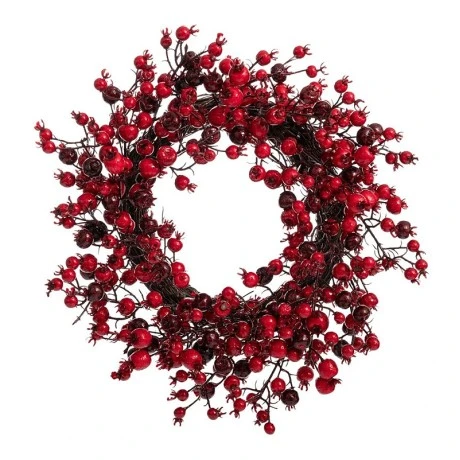 RED WREATH WITH BERRIES 40CM