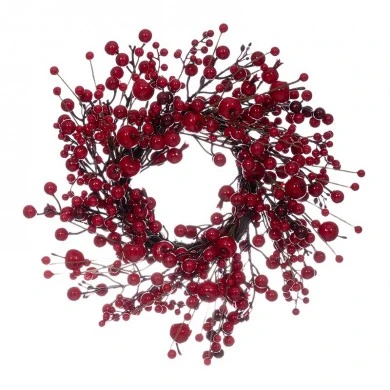 XMAS RED WREATH WITH BERRIES 40CM