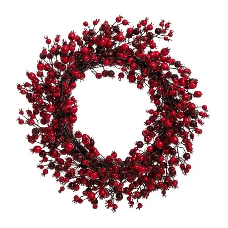 RED WREATH WITH BERRIES 50CM