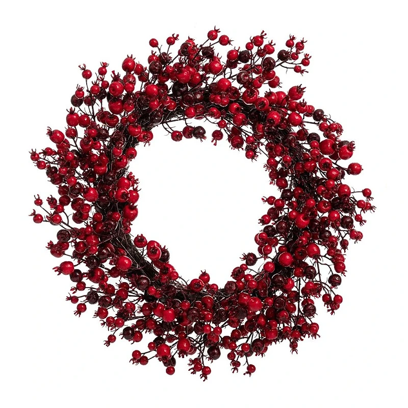 RED WREATH WITH BERRIES 50CM