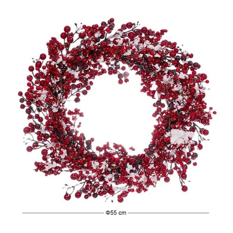 ΣΤΕΦΑΝΙ ΜΕ ΚΟΚΚΙΝΑ BERRIES ΚΑΙ ΧΙΟΝΙ 55ΕΚ