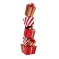 XMAS COLUMN WITH RED AND GOLD METAL GIFTS 46X34,5X140CM