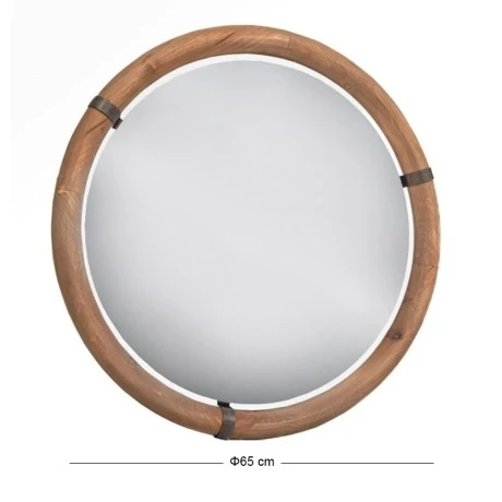 DECO ROUND MIRROR WITH WOODEN FRAME 65X4X65CM