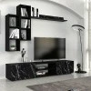 Duana Megapap melamine TV unit in black marble effect - black color 180x38x35,7cm.