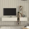 Edgar Megapap melamine tv unit in sandstone - sepet oak 198.4x29.6x148.5cm.