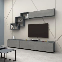 Free Megapap melamine TV unit in grey - beton grey color 210x35x38cm. Free Megapap melamine TV unit in grey - beton grey color 210x35x38cm.