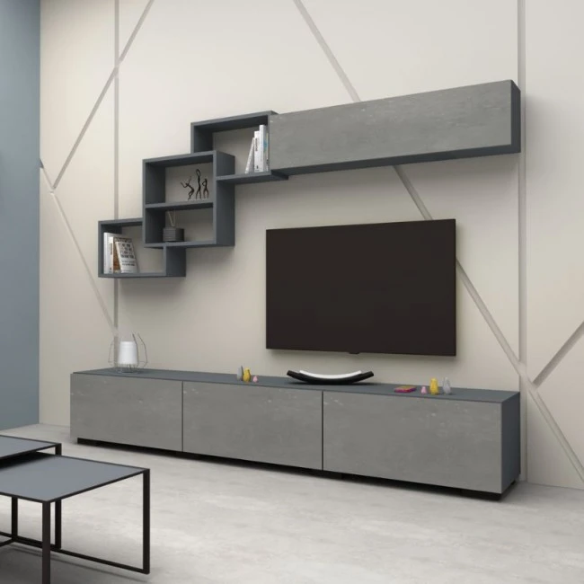 Free Megapap melamine TV unit in grey - anthracite color 210x35x38cm.