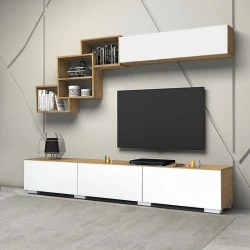 Free Megapap melamine TV unit in white - sonoma color 210x35x38cm. Free Megapap melamine TV unit in white - sonoma color 210x35x38cm.