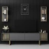 Goldline Megapap melamine tv unit in anthracite - gold color 180x30x48cm.