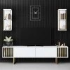 Goldline Megapap melamine tv unit in white - gold color 180x30x48cm.
