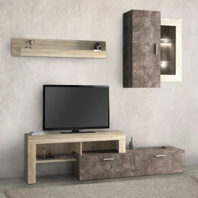 Σύνθεση τηλεόρασης Maeve Megapap χρώμα γκρι oak - dark atelier 224x42x190εκ.