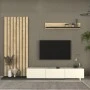 Nagini Megapap melamine tv unit in ivory - sapphire oak - anthracite color 260x39.4x203.6cm.