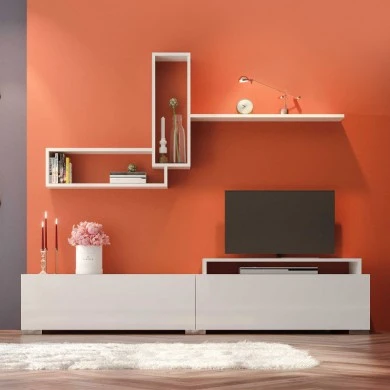 Odessa Megapap TV Unit in white color 180x37x47cm.