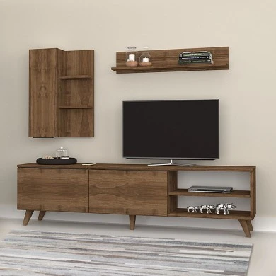 Orion Megapap melamine TV unit in walnut color 180x35x47cm.