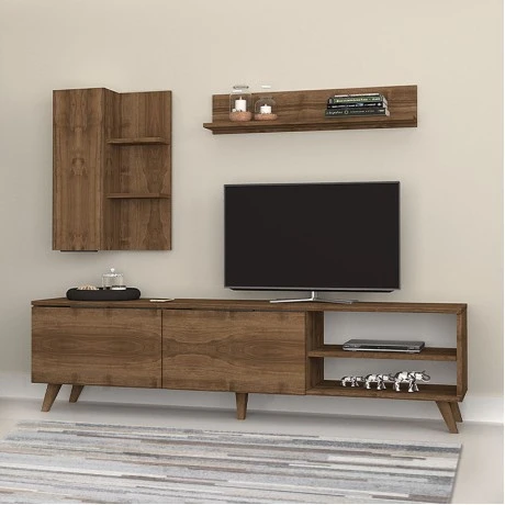 Orion Megapap melamine TV unit in walnut color 180x35x47cm.