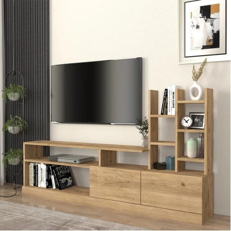 Pesaro Megapap melamine TV unit in sepet oak color 165x25x91,3cm.