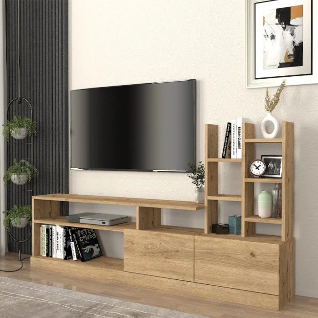 Pesaro Megapap melamine TV unit in sepet oak color 165x25x91,3cm.