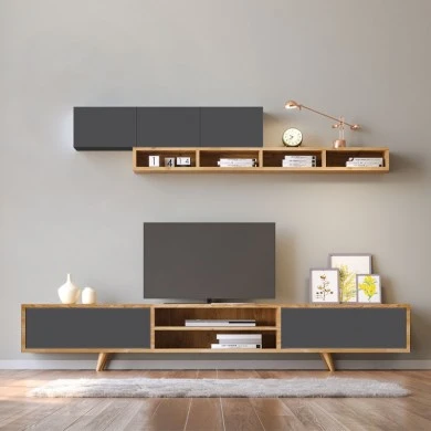 Serine Megapap TV Unit in sapphire oak - anthracite color 170x37x45cm.
