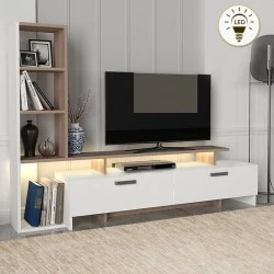 Simal Megapap melamine TV unit with LED in white - cordoba color 168,2x31,3x120cm. Simal Megapap melamine TV unit with LED in white - cordoba color 168,2x31,3x120cm.