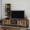 Ursula Megapap melamine TV unit in walnut - black color 184,5x34x45cm.