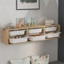 Pavia Megapap wall-mounted chest of drawers with 6 drawers in sapphire oak color 132x31x30.7cm.