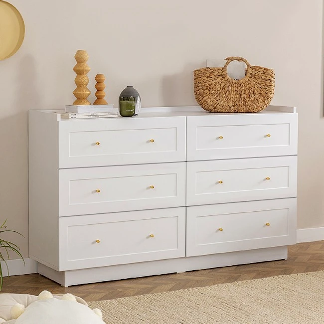 Henry Megapap melamine chest of drawers in white color 140x40x75cm.