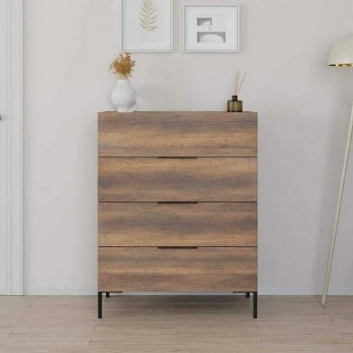 Oryana Megapap melamine chest of drawers in walnut color 80x44x104cm.