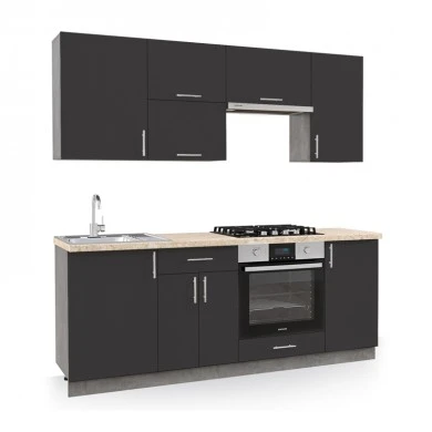 ΣΥΝΘΕΣΗ ΚΟΥΖΙΝΑΣ ΜΕΛΑΜΙΝΗ ΑΝΘΡΑΚΙ-ΠΑΓΚΟΣ ΟΨΗ ΜΠΕΖ ΜΑΡΜΑΡΟ 200x47x84,8Υεκ.HM2470.01