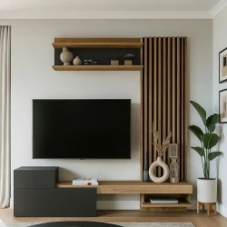 Σύνθεση τηλεόρασης Dumont Megapap χρώμα ανθρακί - sepet oak 180x36,8x200εκ.