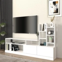 Pesaro Megapap melamine TV unit in white color 165x25x91,3cm.
