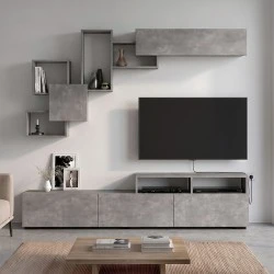 Stamatia Megapap melamine TV unit in concrete grey color 210x36,8x46,8cm. Stamatia Megapap melamine TV unit in concrete grey color 210x36,8x46,8cm.