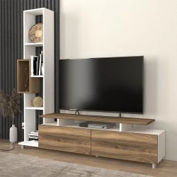 Tulip Megapap melamine TV unit in white - walnut color 160x29x160cm.