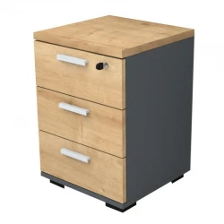 Συρταριέρα γραφείου με κλειδαριά επαγγελματική Venturo Megapap χρώμα ανθρακί - φυσικό οξιάς 39x40x57εκ.