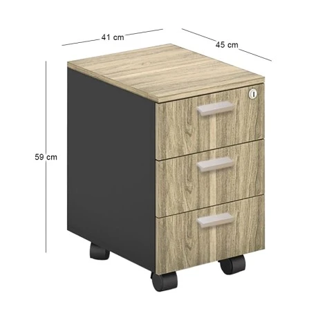 PROJECT Mobile Drawer 3-Drawers Sonoma/Grey