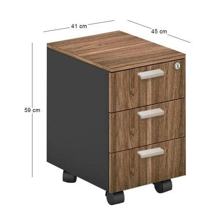 PROLINE Mobile Drawer 3-Drawers Wild Oak/Black
