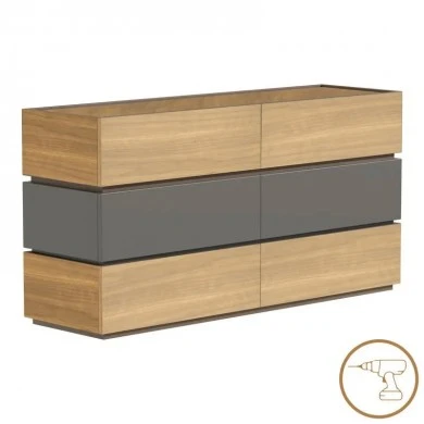 Sonlen pakoworld chest of drawers in anthracite-sonoma shade 120x40x72cm