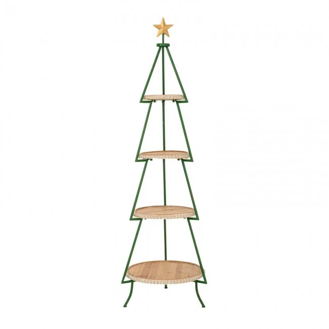 FOUR TIER GREEN METAL CHRISTMAS TREE STAND Φ33Χ99CM
