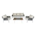TORO Set (4pcs) Alu White/Rope Wicker Anthracite/Polywood Narural (Cushion Ecru)