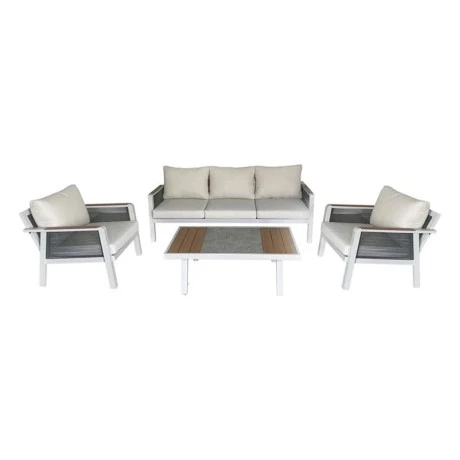 TORO Set (4pcs) Alu White/Rope Wicker Anthracite/Polywood Narural (Cushion Ecru)