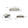 TORO Set (4pcs) Alu White/Rope Wicker Anthracite/Polywood Narural (Cushion Ecru)