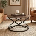 TORRE Coffee Table d.79x46cm Metal Black/Walnut