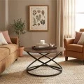 TORRE Coffee Table d.79x46cm Metal Black/Walnut